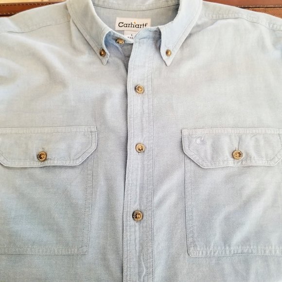 Carhartt Other - Carhartt Lt. Blue Short Sleeve Button Down Shirt Men’s Size Large/Tall Work Wear